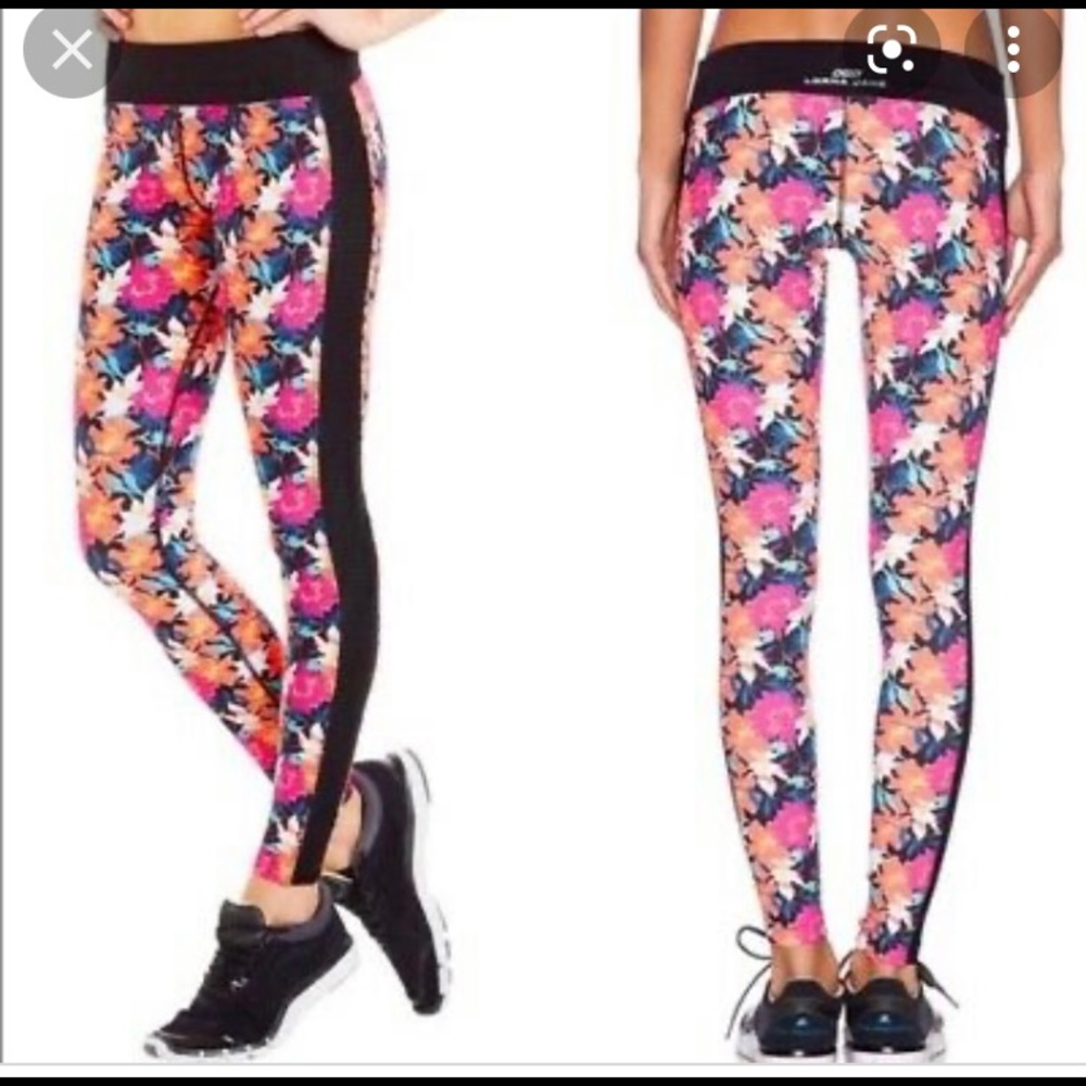LORNA JANE BLACK Floral mesh leggings